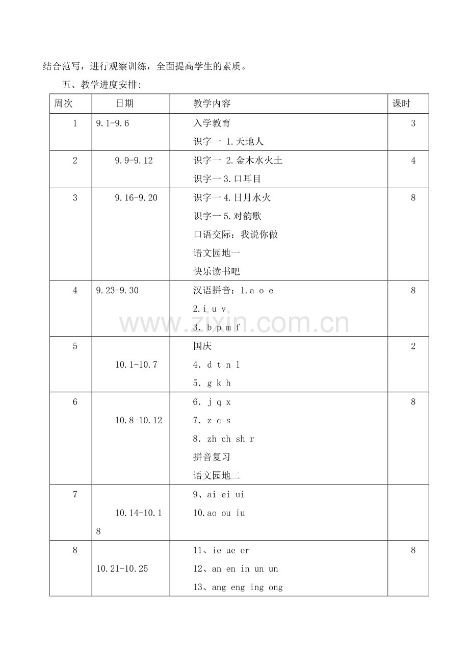 部编小学一年级语文上册教学计划(附课时安排).doc_第3页