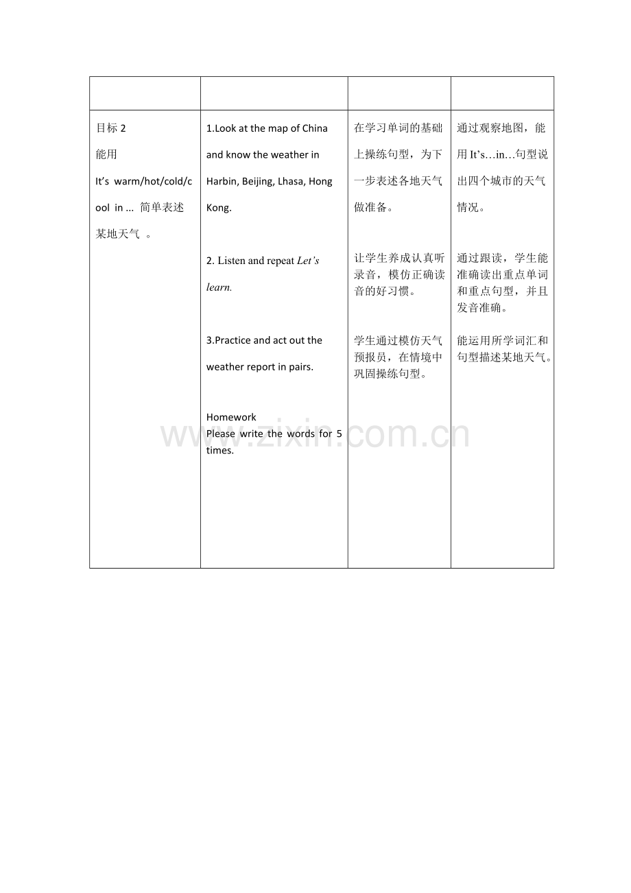 人教版四年级英语下册基于标准的教学设计.doc_第3页