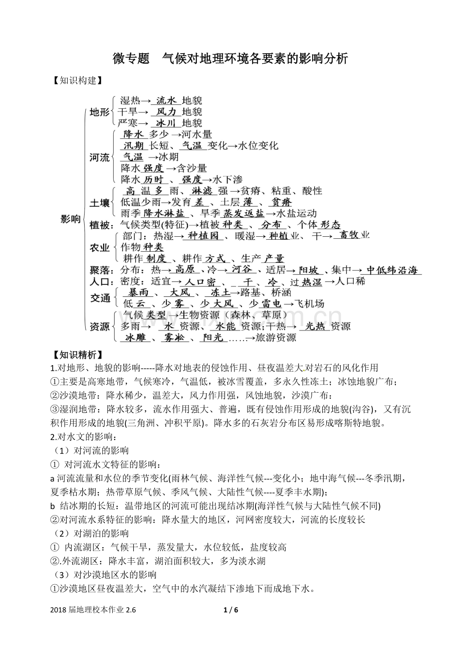 专题二天气与气候微专题2.6气候对地理环境各要素的影响分析(学生版).doc_第1页