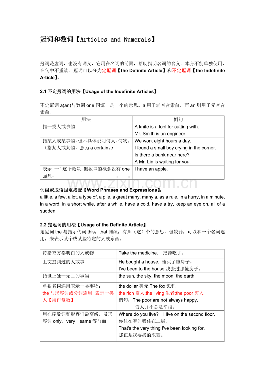 高中英语语法-冠词和数词.doc_第1页