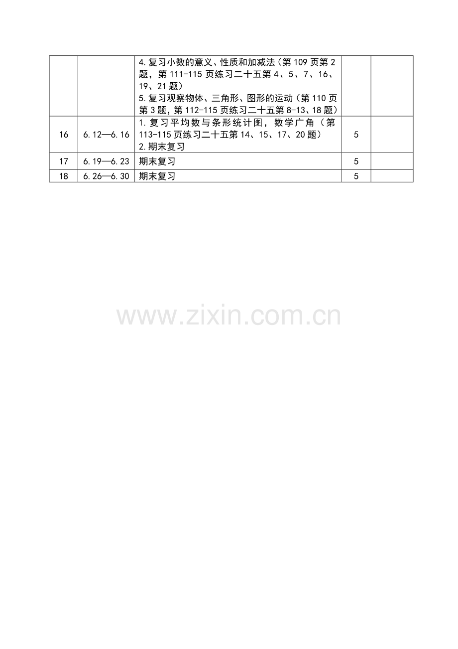 人教版小学数学四年级下册教学进度及课时安排表.doc_第3页