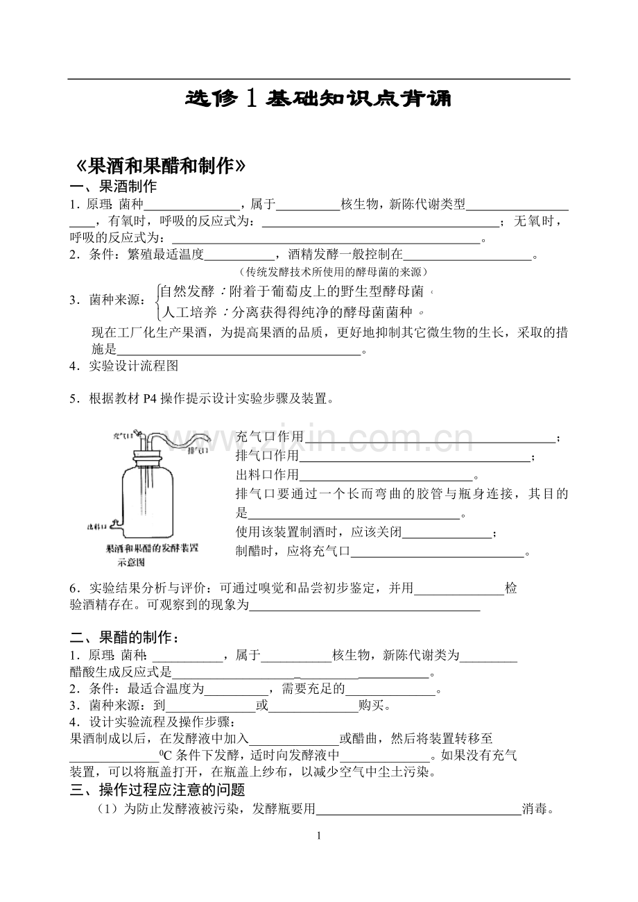 高中生物选修一知识点总结背诵.doc_第1页