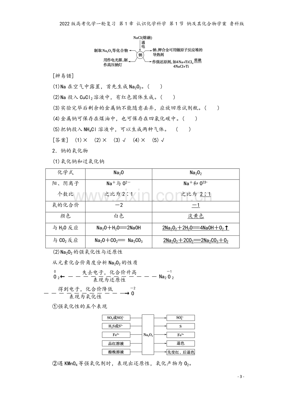 2022版高考化学一轮复习-第1章-认识化学科学-第1节-钠及其化合物学案-鲁科版.doc_第3页