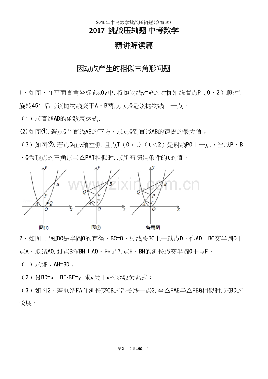 2018年中考数学挑战压轴题(含答案).docx_第2页