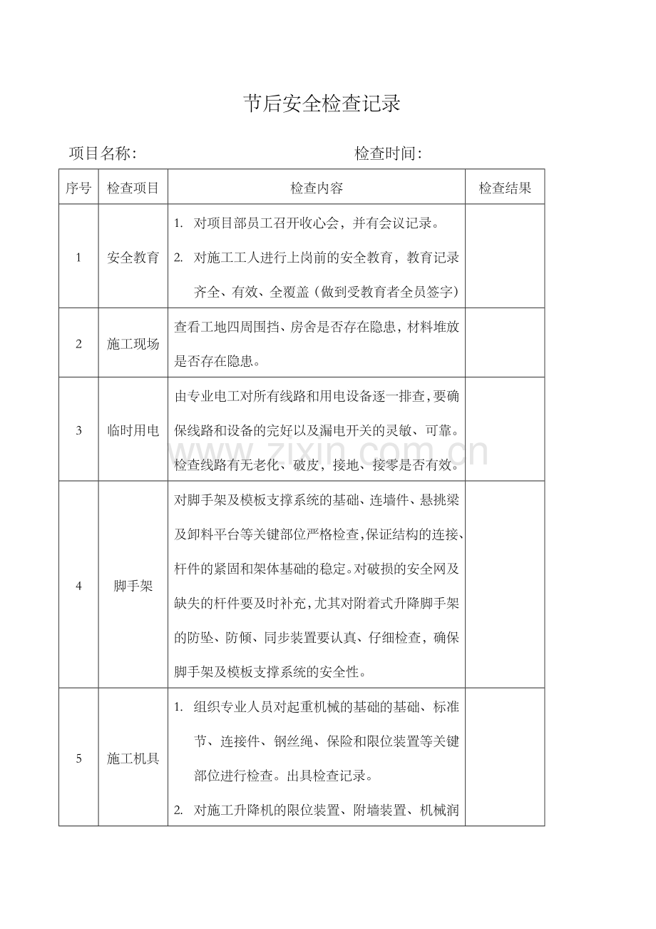 节后复工前安全检查记录.doc_第1页