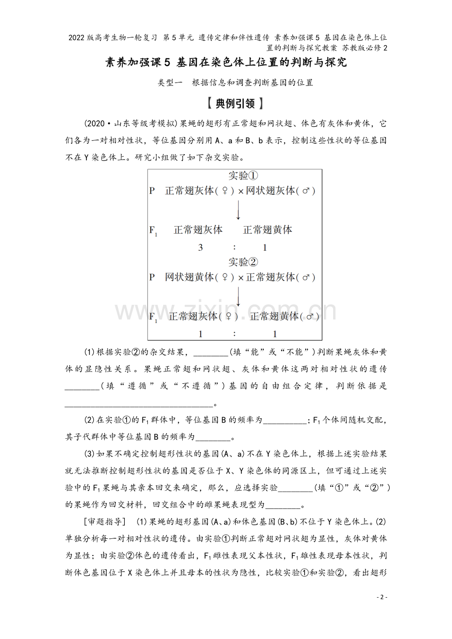 2022版高考生物一轮复习-第5单元-遗传定律和伴性遗传-素养加强课5-基因在染色体上位置的判断与探.doc_第2页