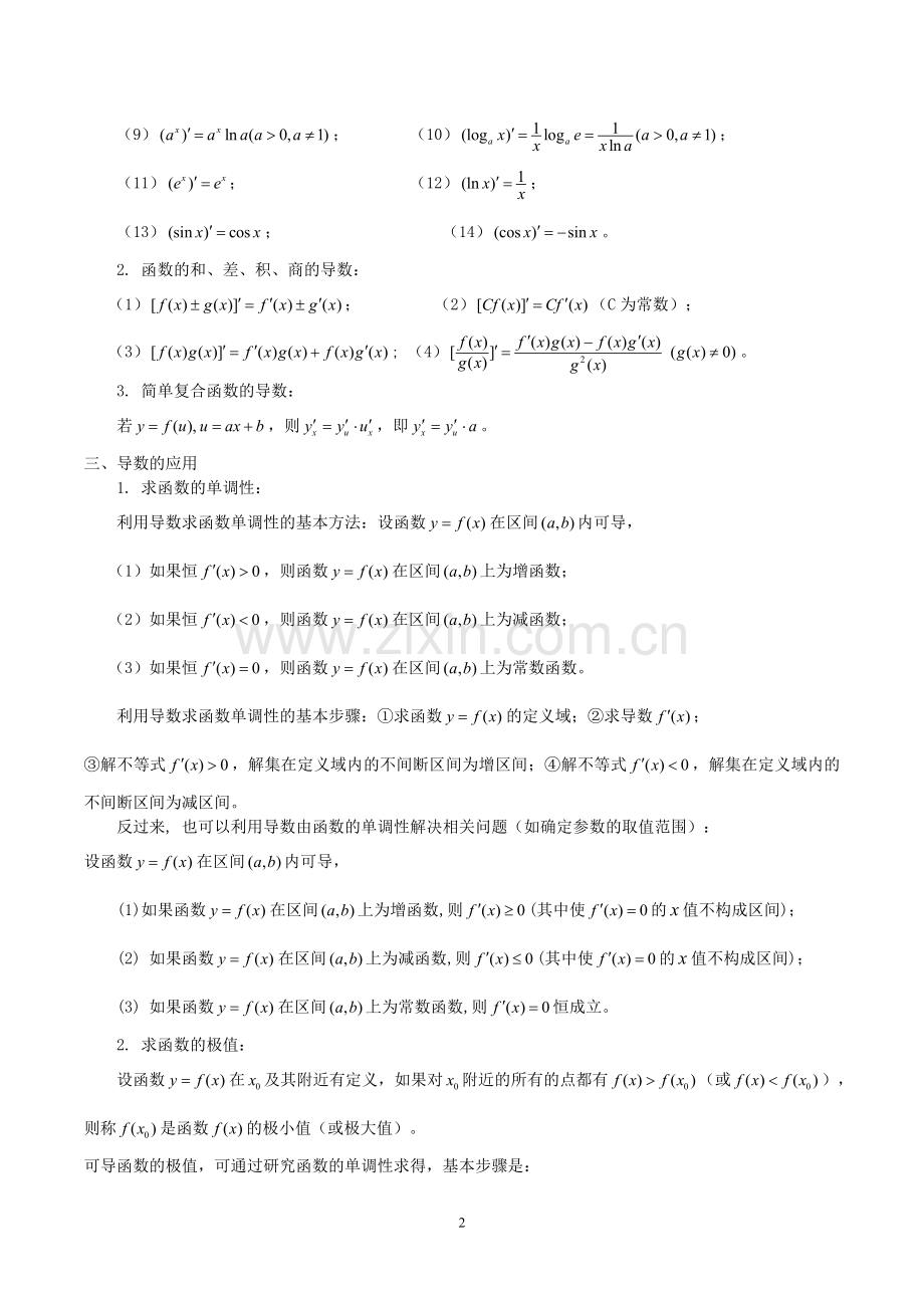 导数知识点总结及应用.doc_第2页