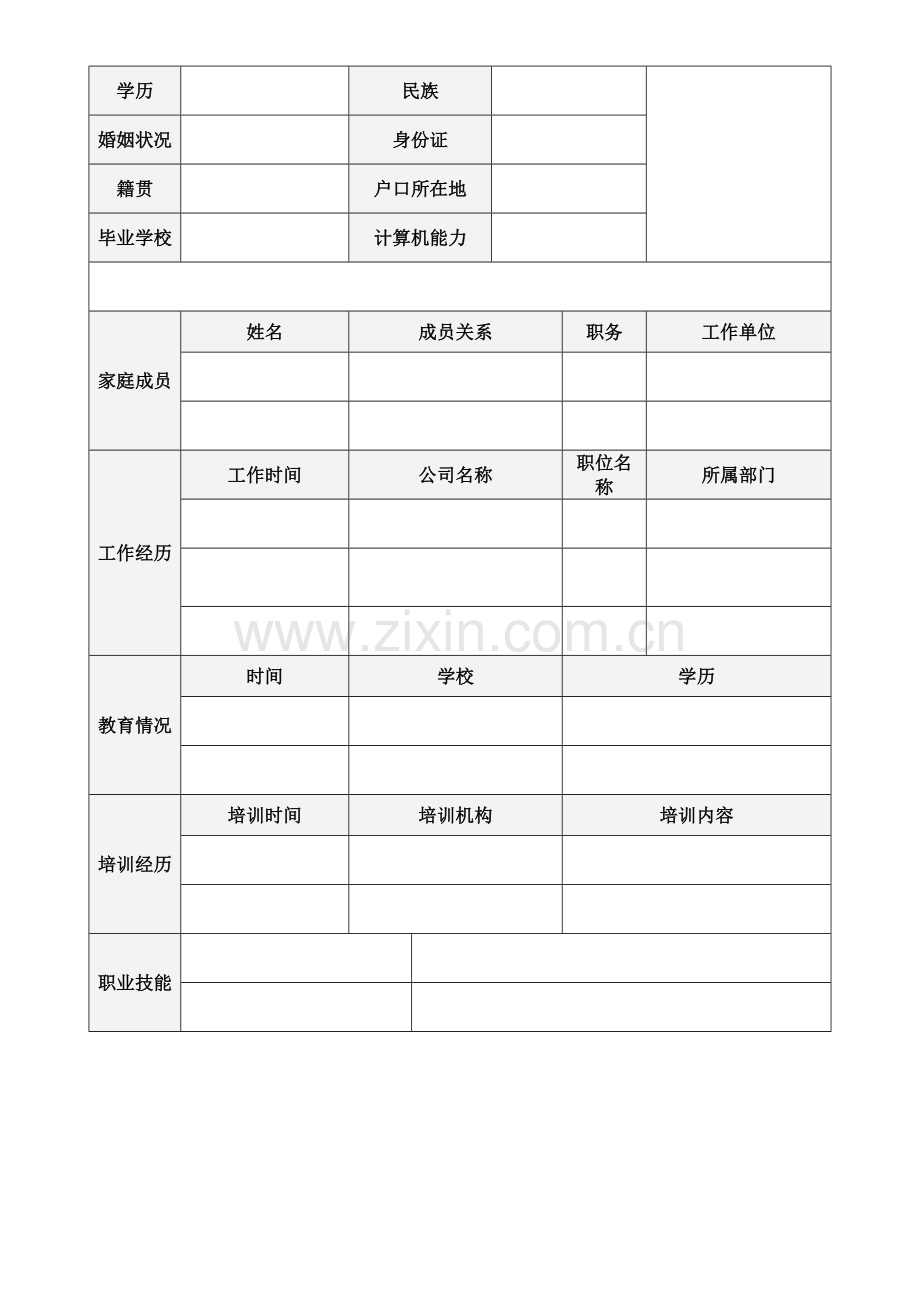 个人简历模板空白表格.doc_第3页