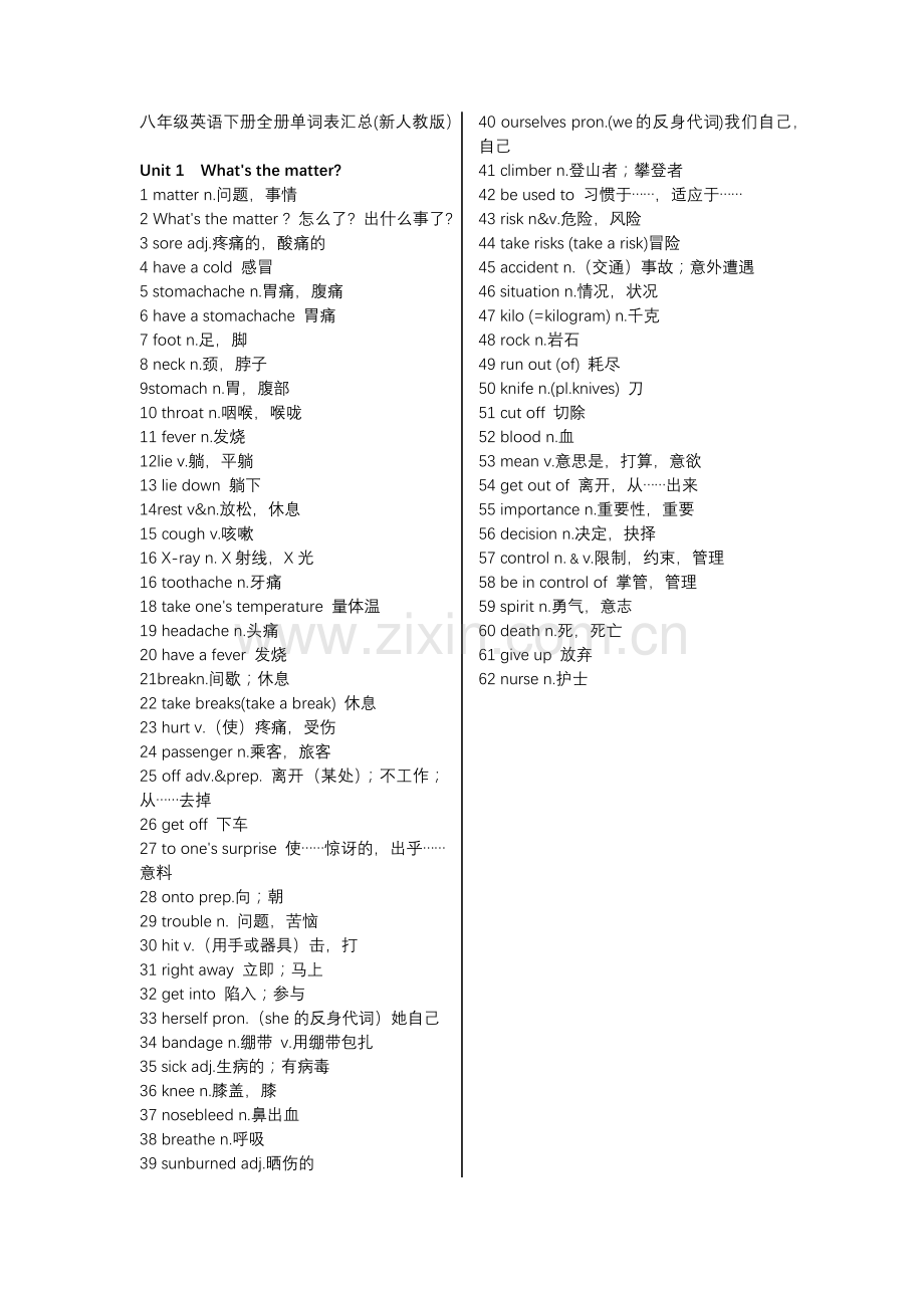 新人教版八年级英语下册单词表.doc_第1页