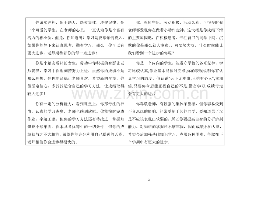 初一学生评语手册版.doc_第2页