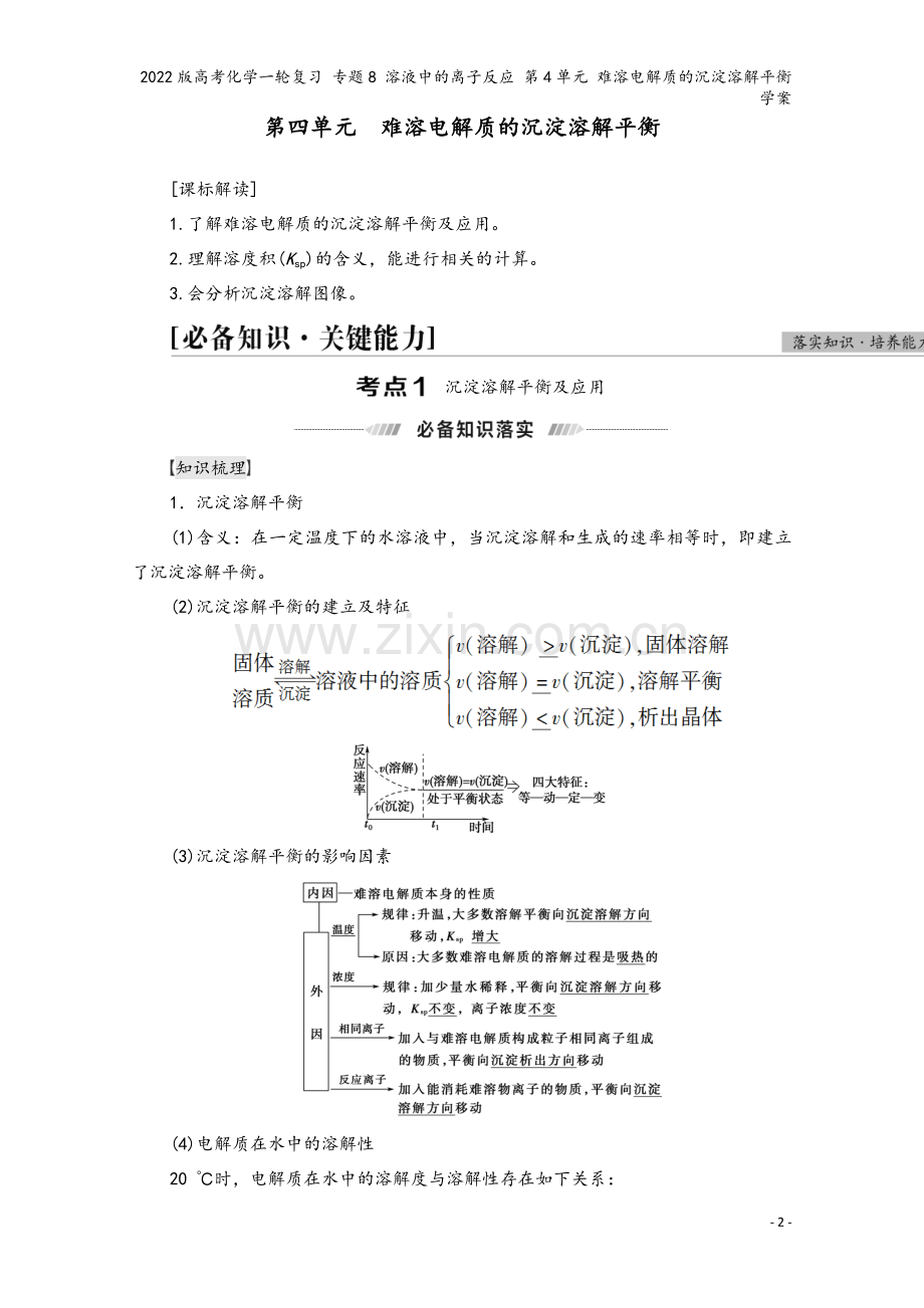 2022版高考化学一轮复习-专题8-溶液中的离子反应-第4单元-难溶电解质的沉淀溶解平衡学案.doc_第2页