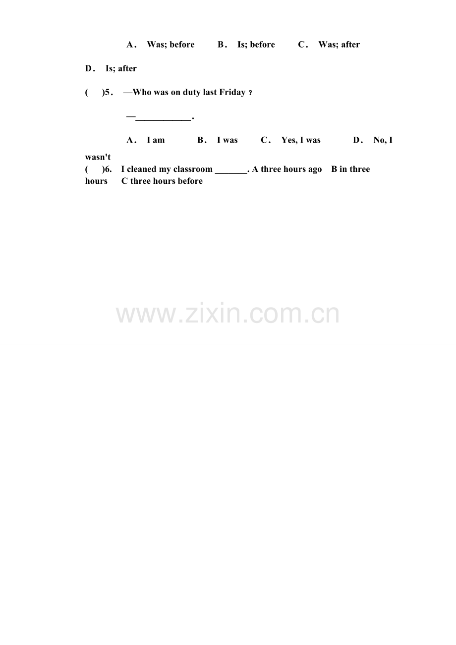 一般过去时be动词练习.doc_第2页