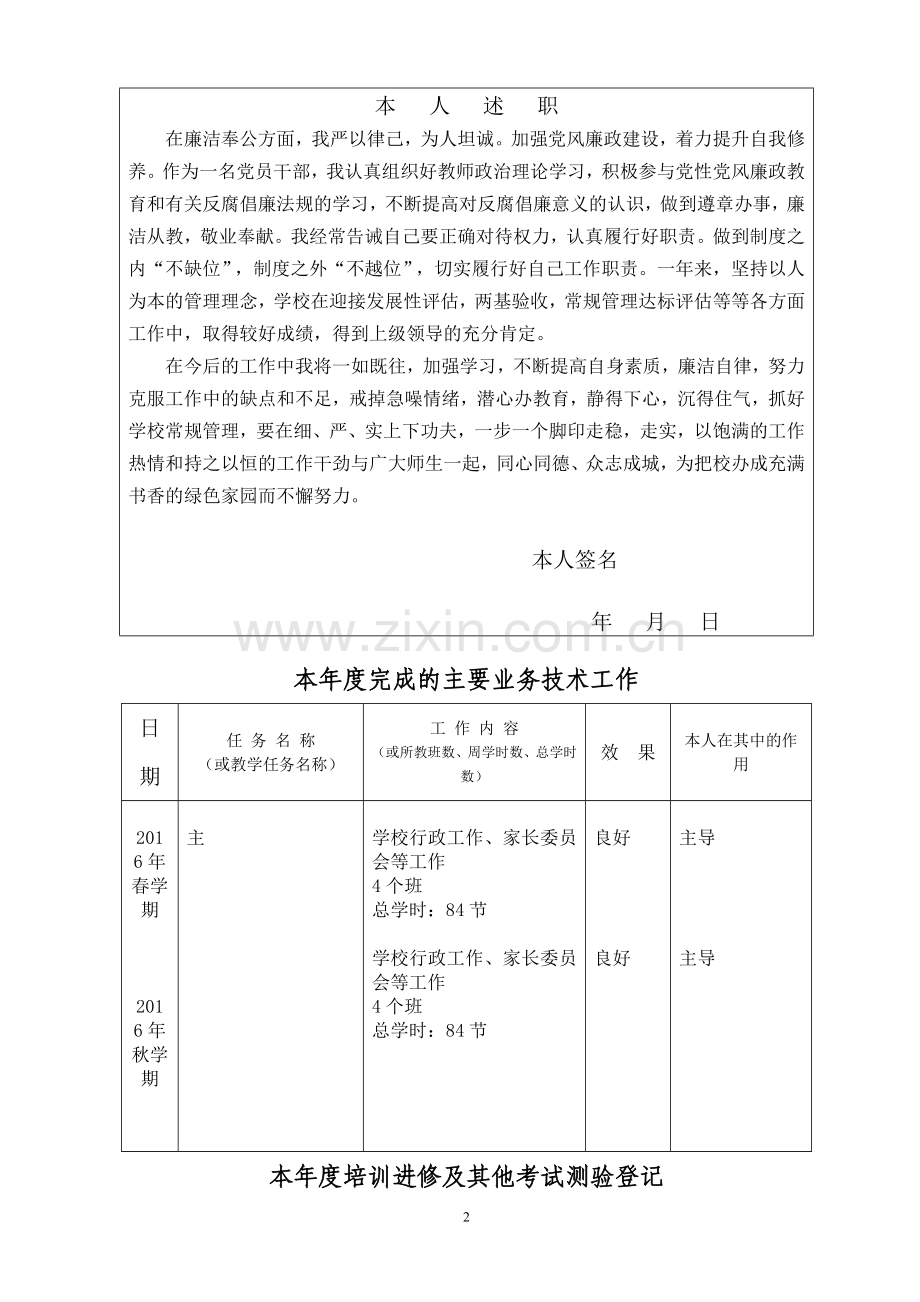 2016年度事业单位工作人员年度考核登记表.doc_第2页