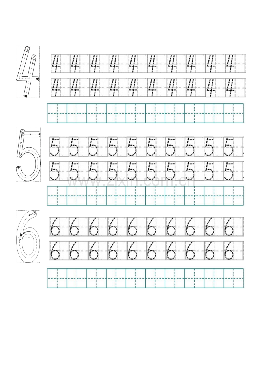 小学一年级数字描红带笔顺0-9-田字格虚线.doc_第2页