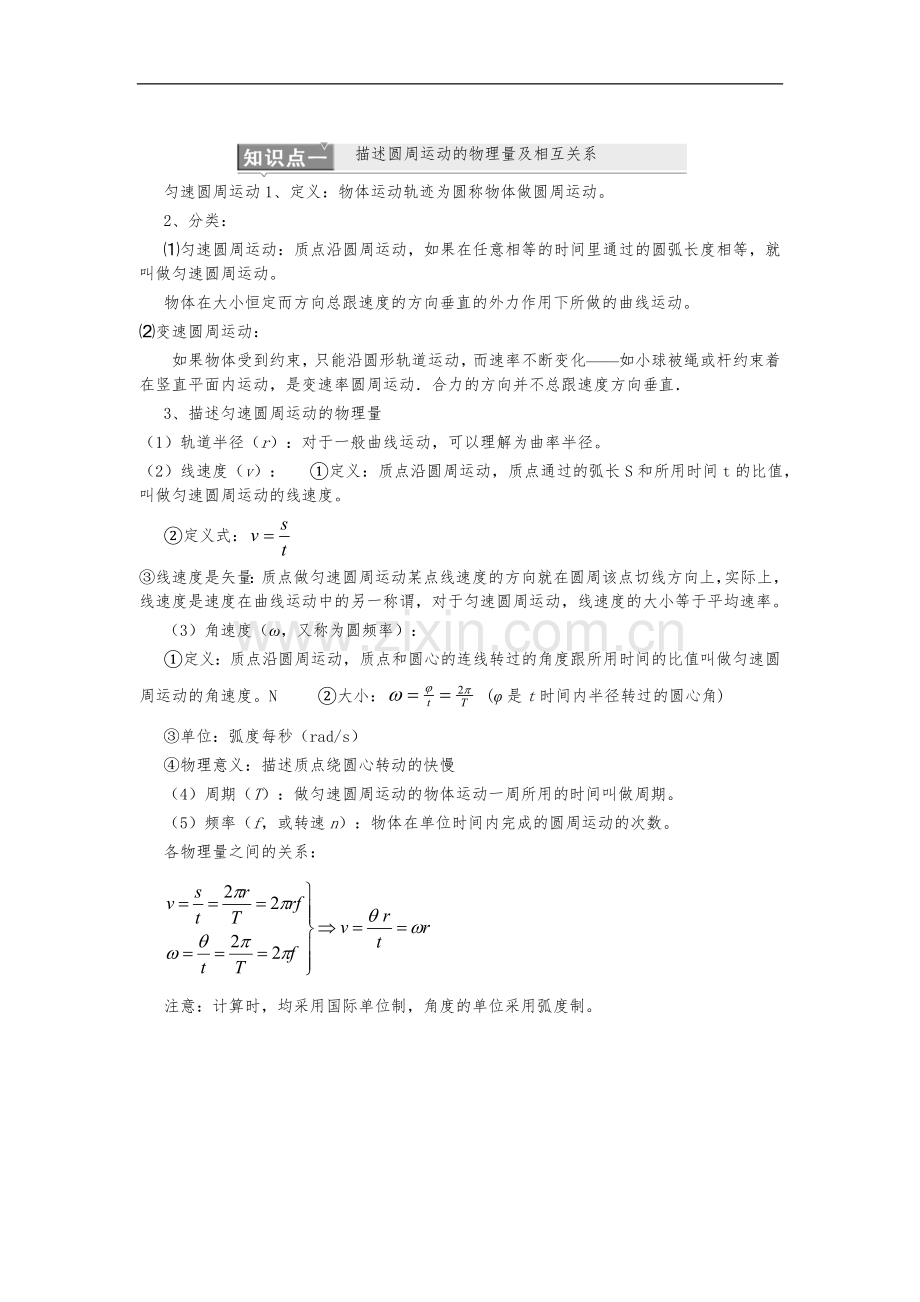 圆周运动知识点与题型--简单--已整理.doc_第1页