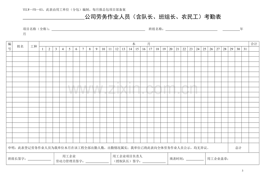 工程劳务人员花名册、工资表、考勤、变更周报、台账、会议纪要等.doc_第3页