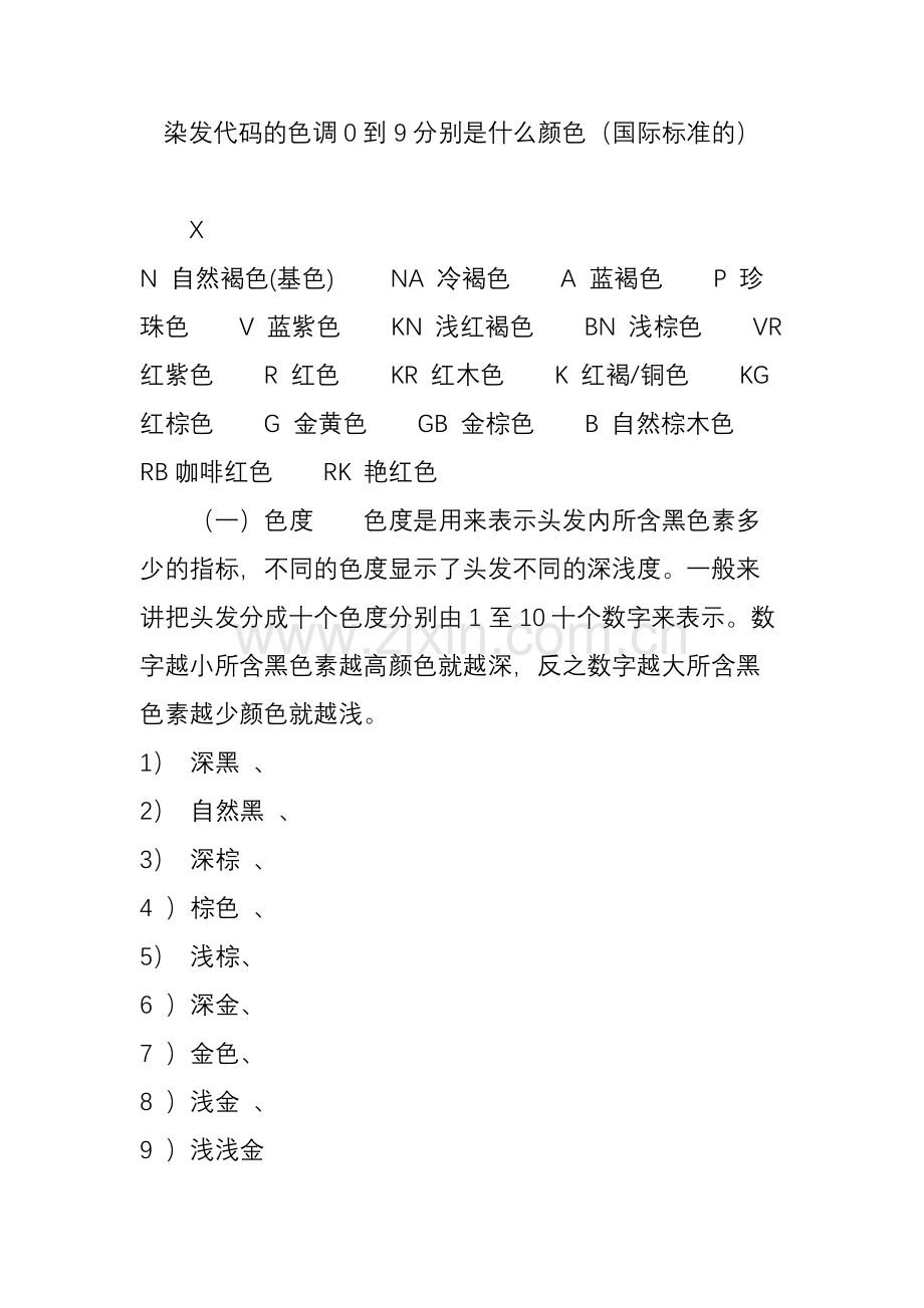 染发代码的色调0到9分别是什么颜色(国际标准的).doc_第1页