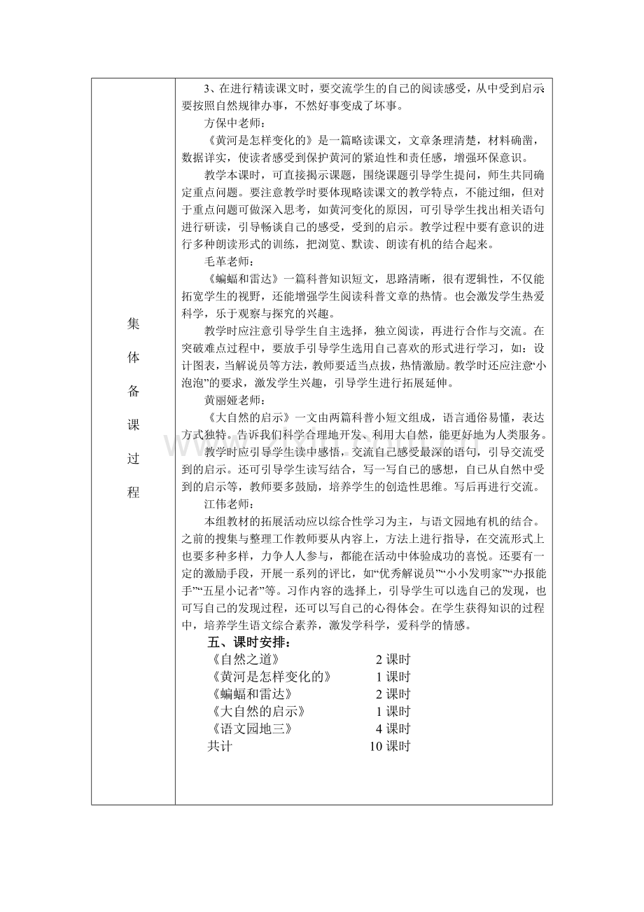 人教版四年级语文下册集体备课研讨记录表(第三单元).doc_第2页