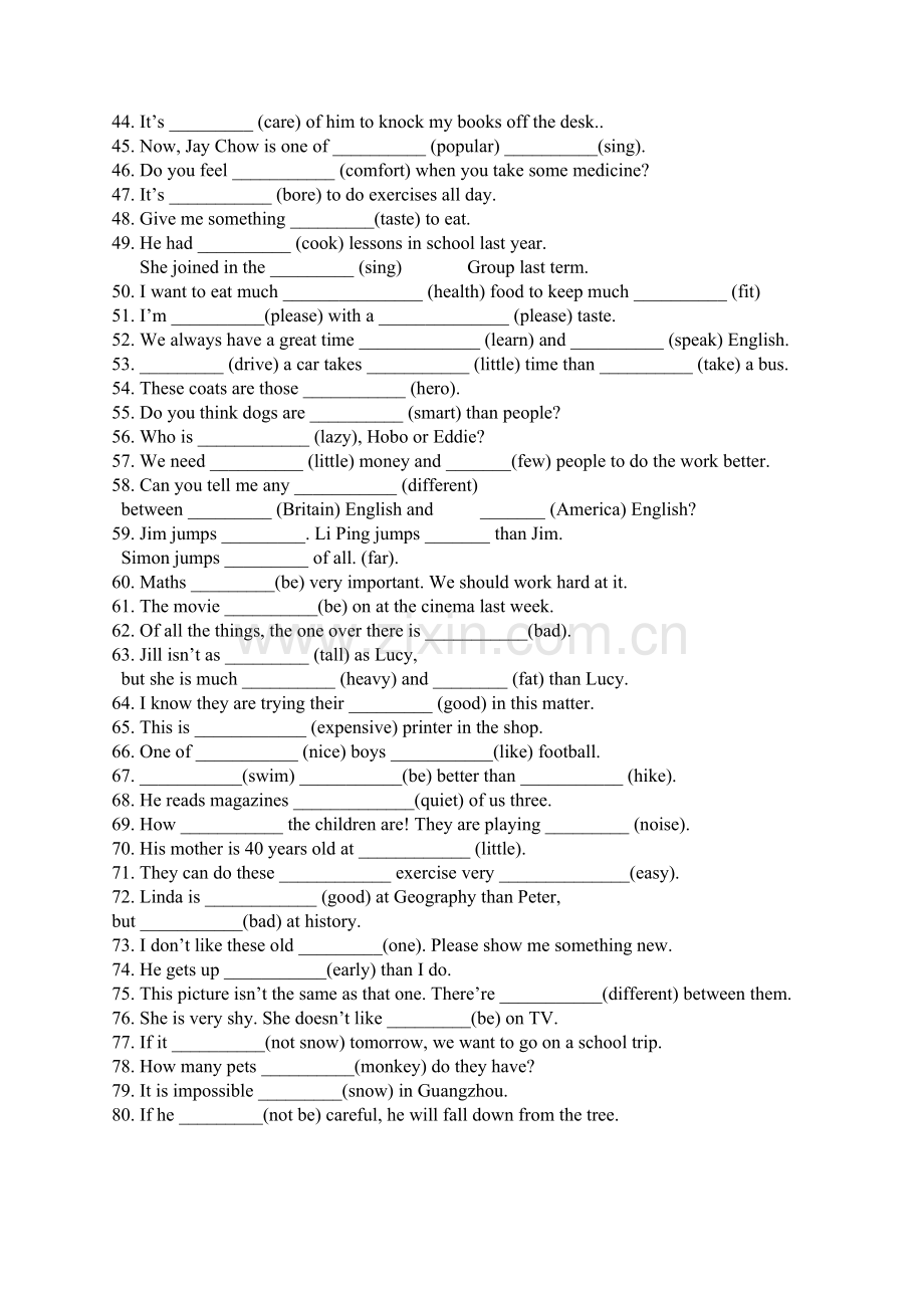 人教版八年级英语(用所给词适当形式填空及答案).doc_第2页