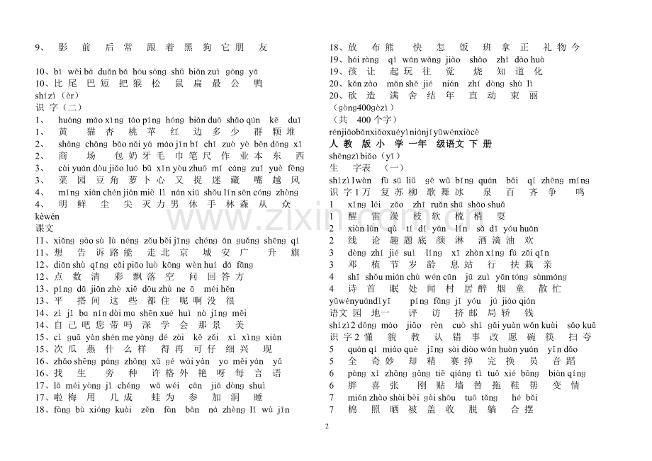 人教版小学语文一至六年级生字表带拼音(DOC).doc_第2页