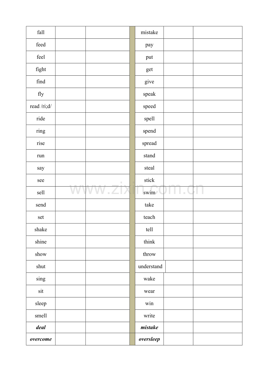 人教版八年级英语不规则动词表默写.doc_第2页