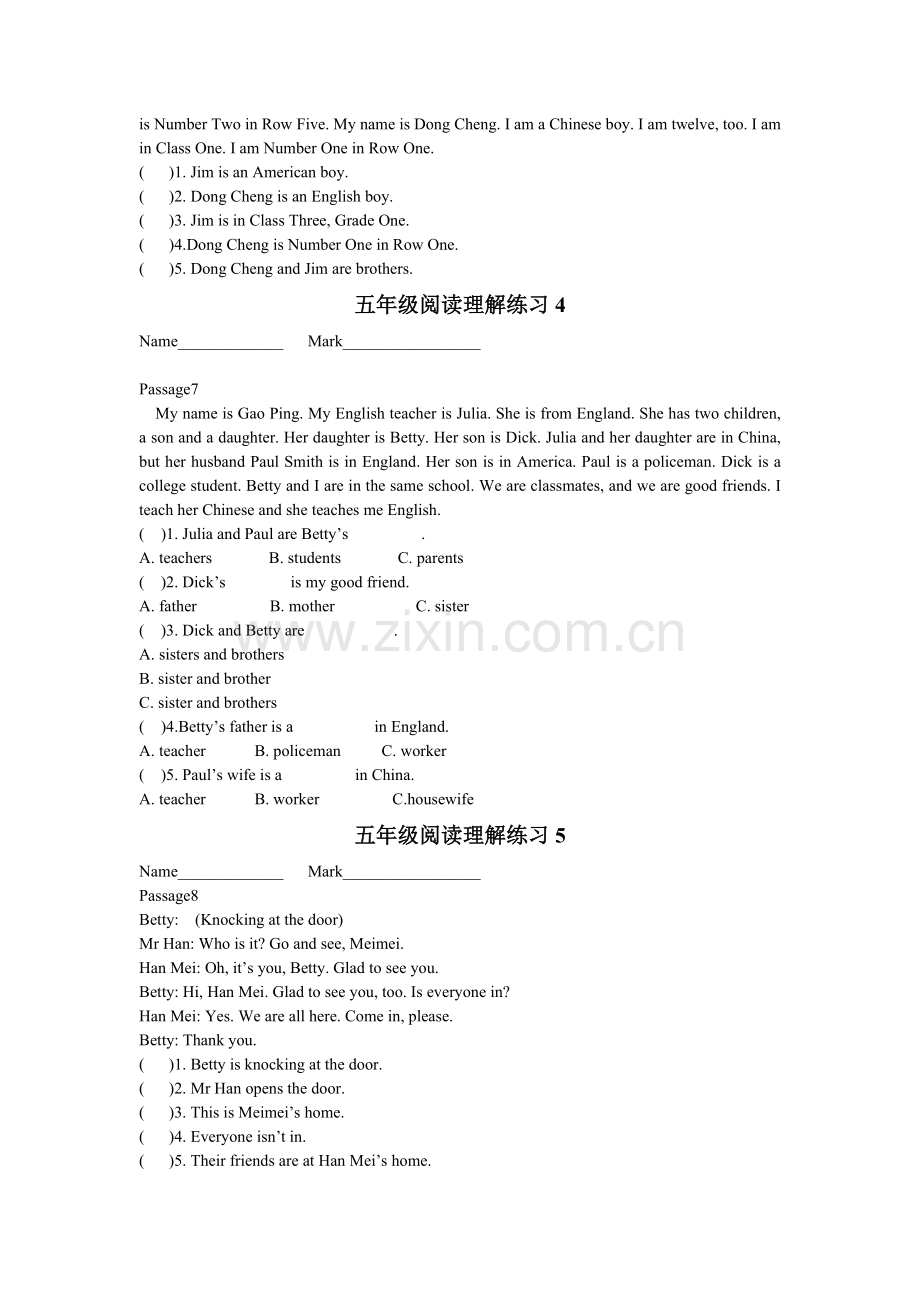 五年级英语阅读理解练习题集锦(2).doc_第3页