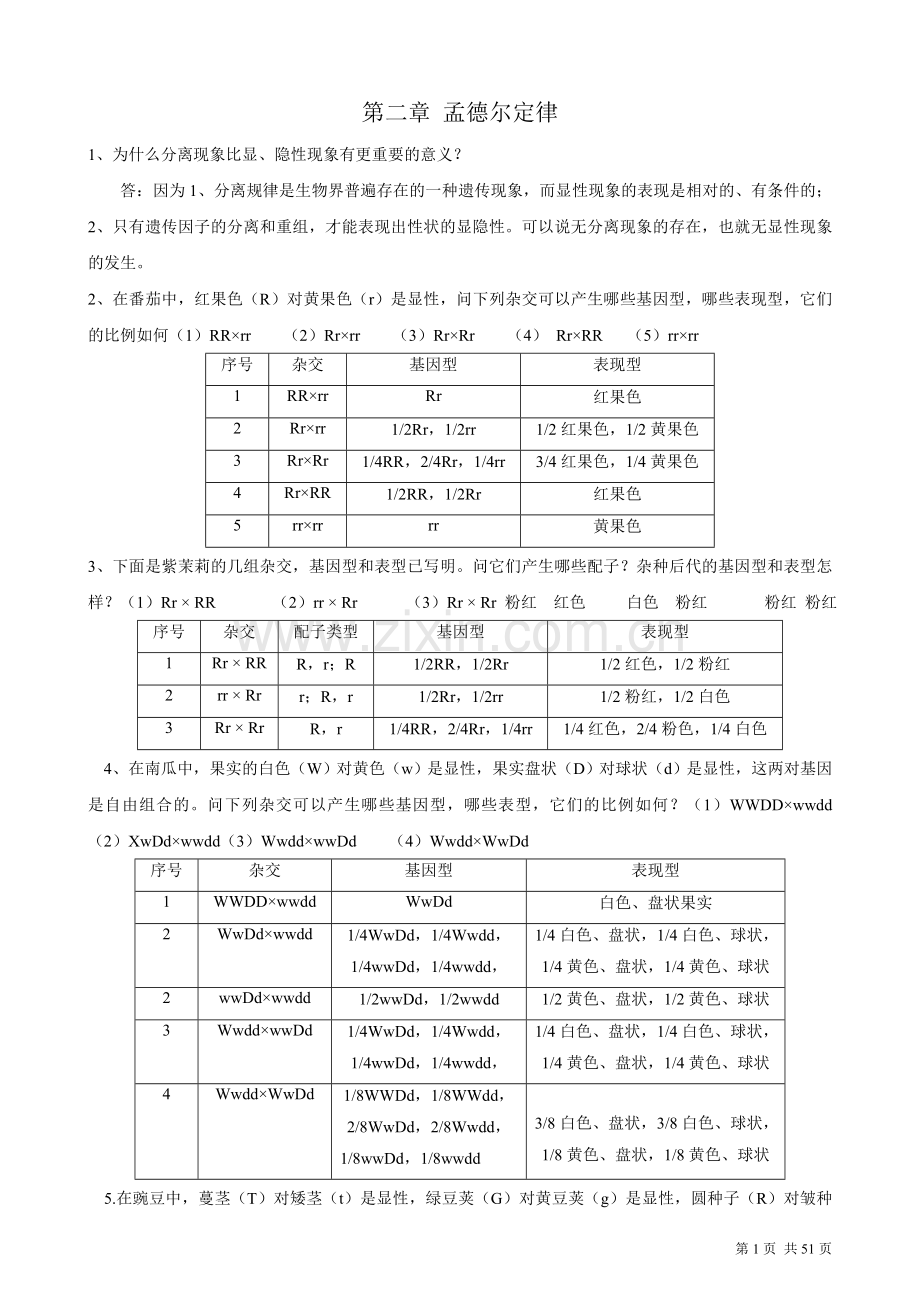 遗传学课后习题及答案-刘祖洞.doc_第1页