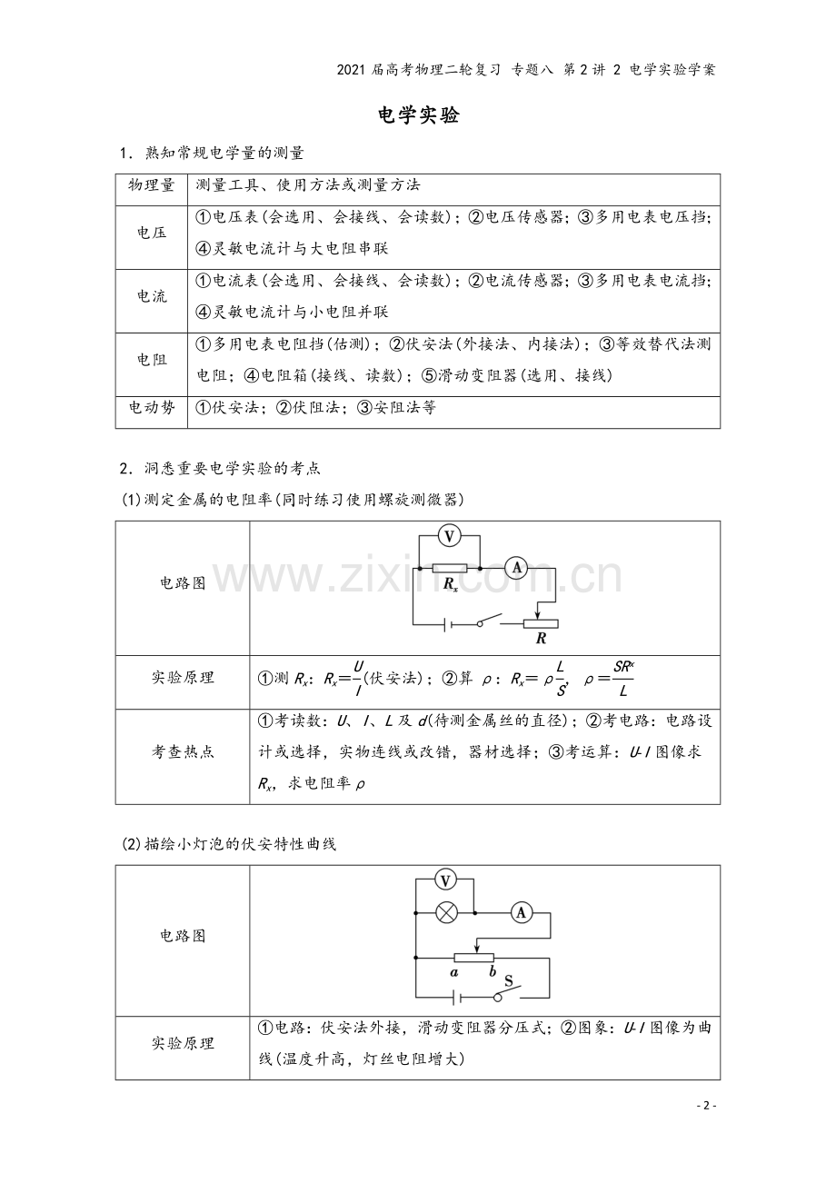2021届高考物理二轮复习-专题八-第2讲-2-电学实验学案.doc_第2页