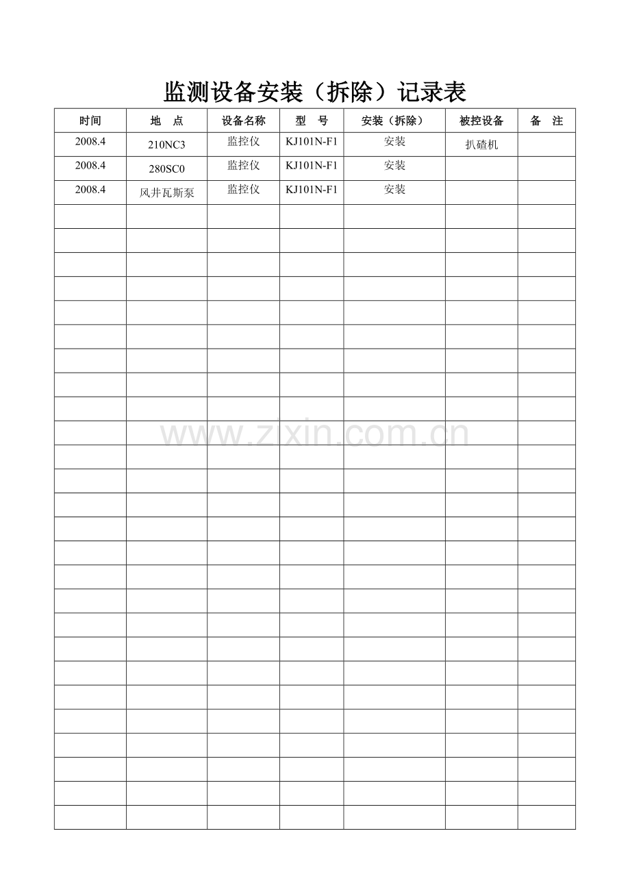 监测设备安装(拆除)记录表.doc_第2页