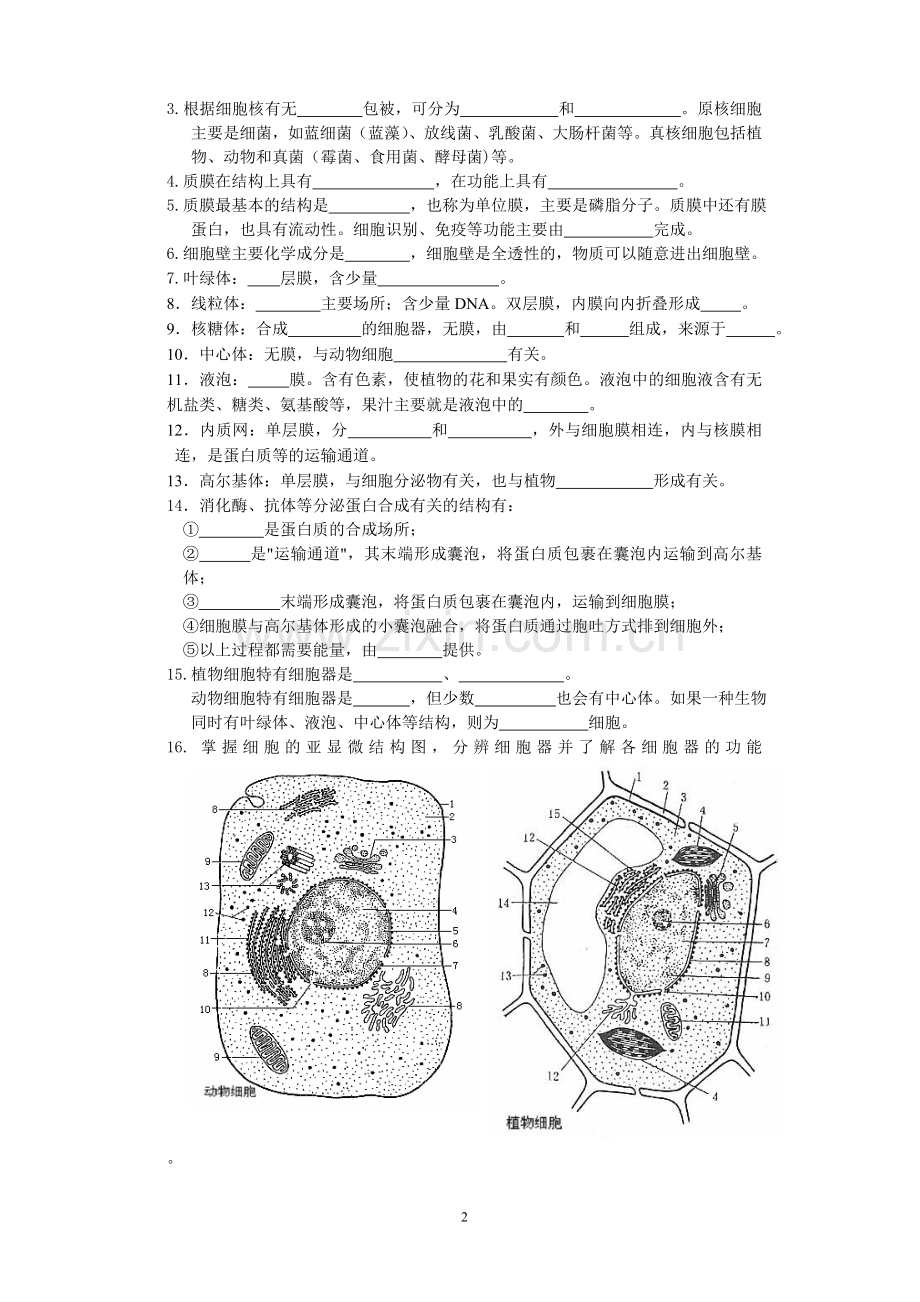 浙科版生物必修一知识点填空.doc_第2页