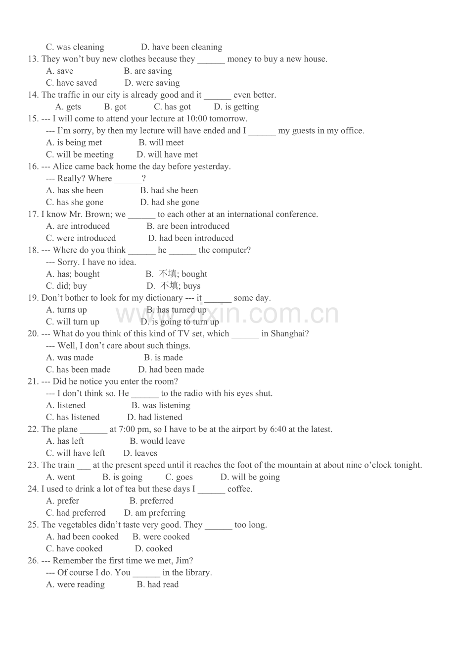 高中英语时态专项习题(50)及答案.doc_第2页