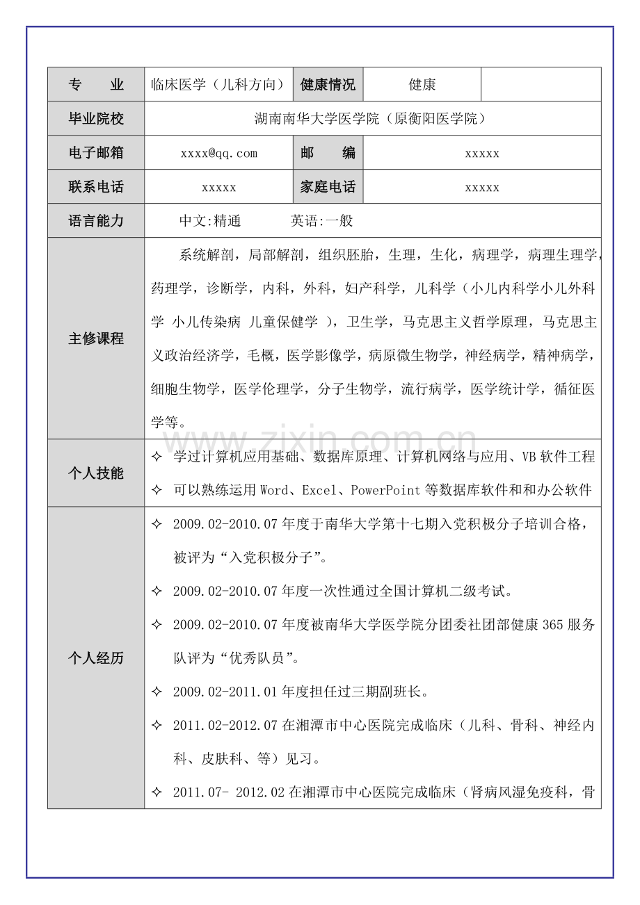 医学生个人简历模版.doc_第3页