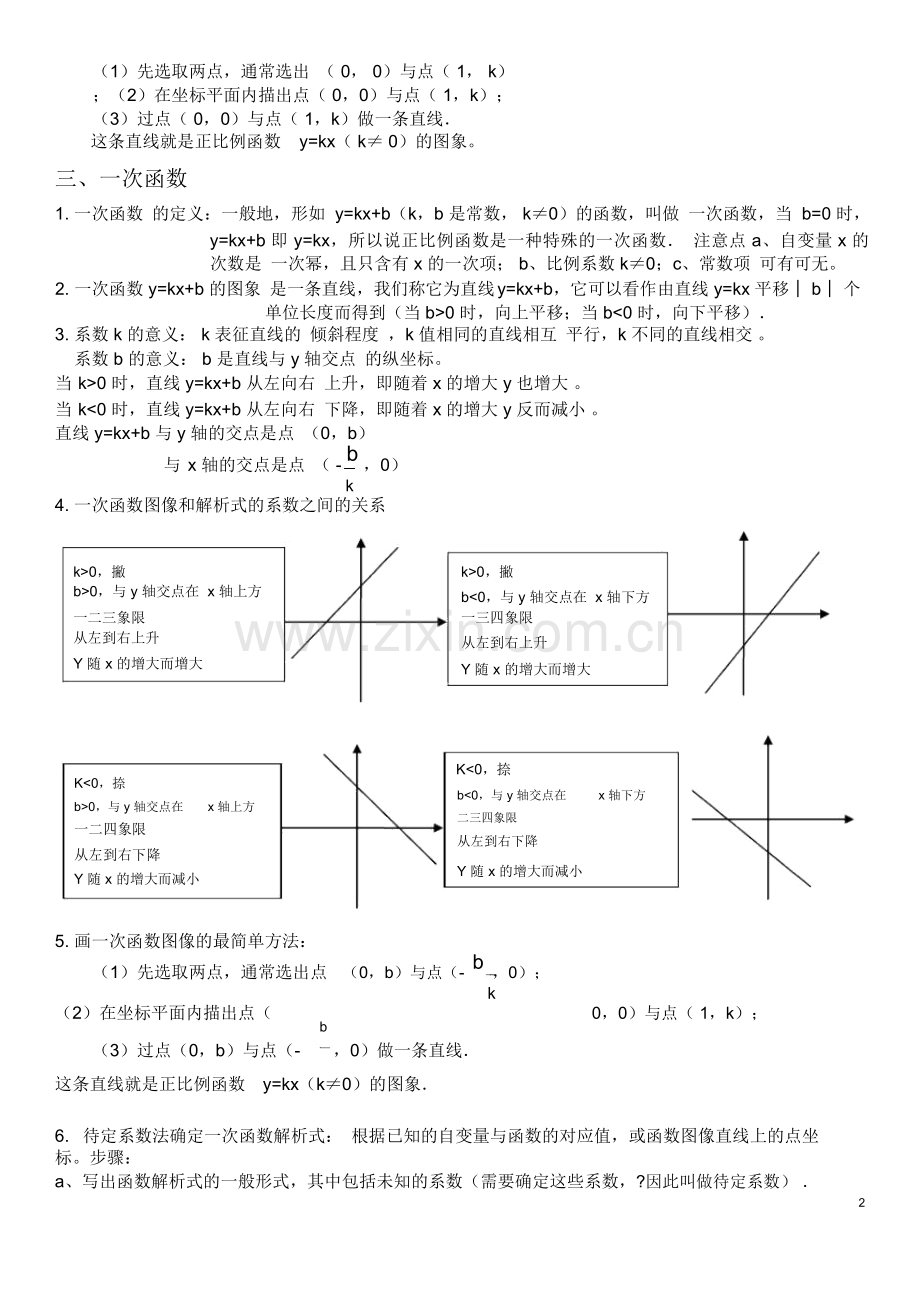 北师大版本八年级数学上一次函数知识点总结.doc_第2页