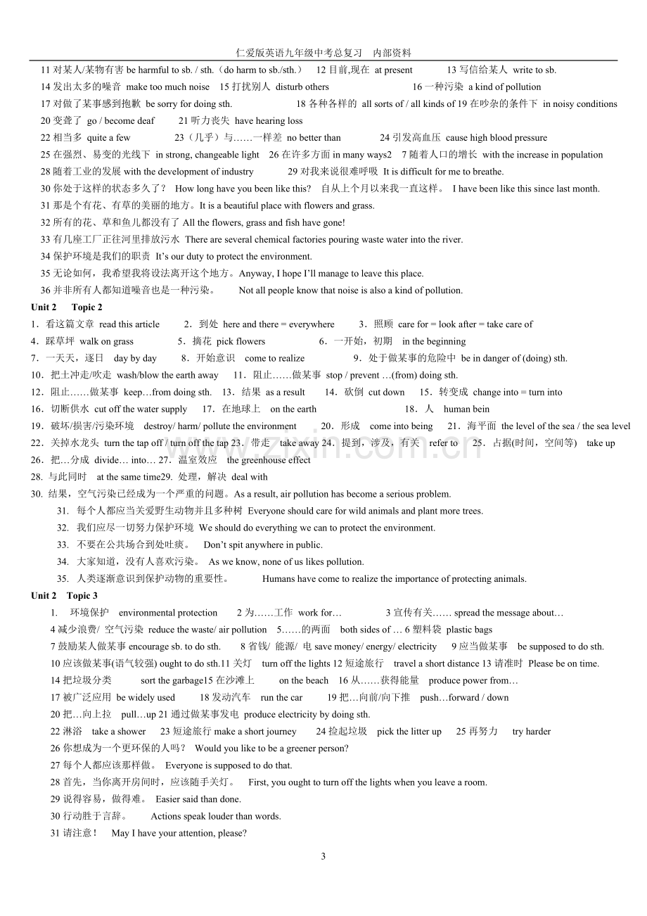 仁爱英语中考九年级全一册知识点总复习.doc_第3页