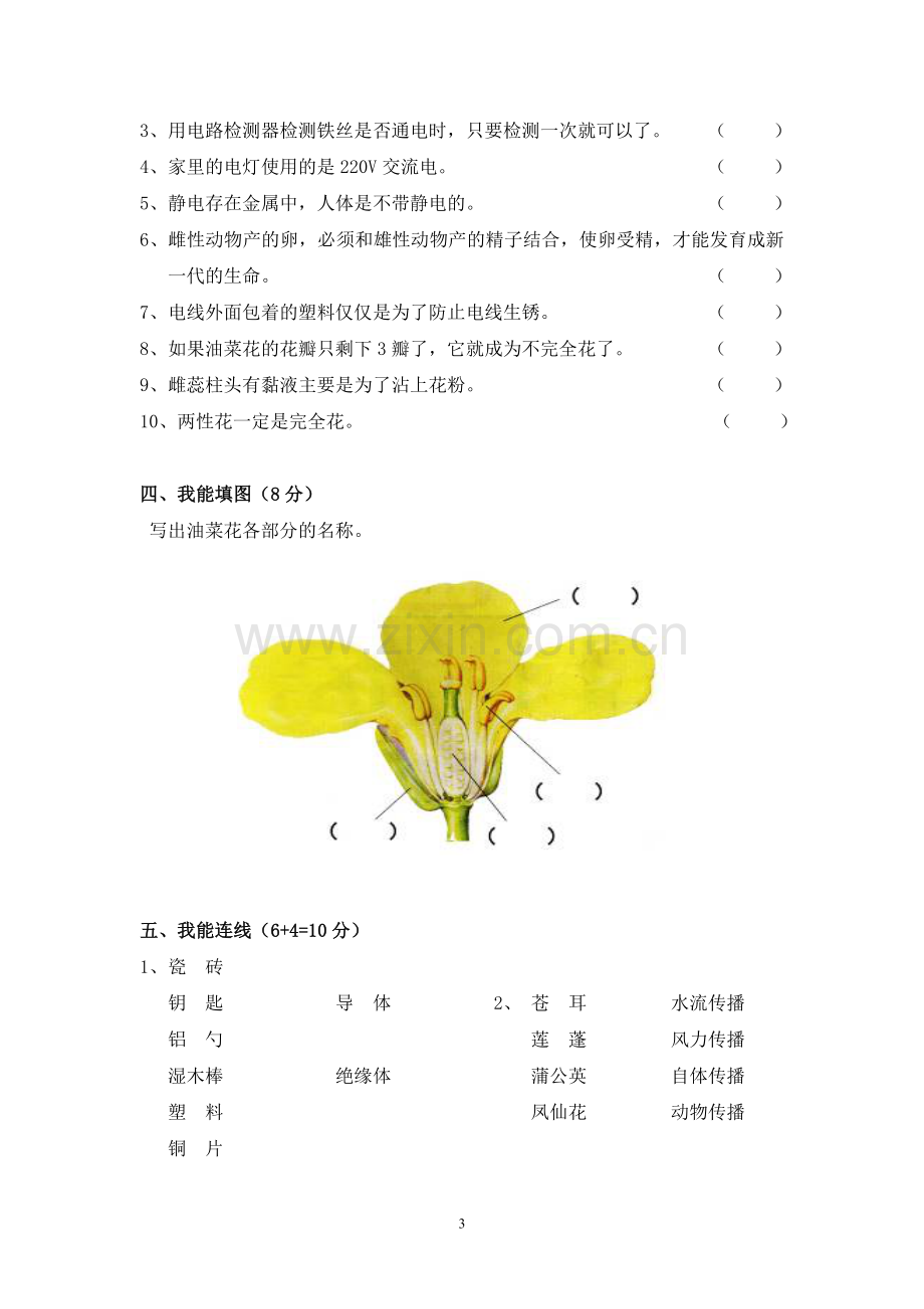 新教科版科学四年级下册期中试卷.doc_第3页