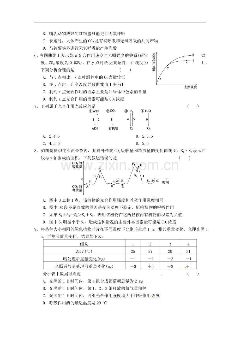 高三生物二轮专题四细胞呼吸与光合作用新人教版.doc_第2页