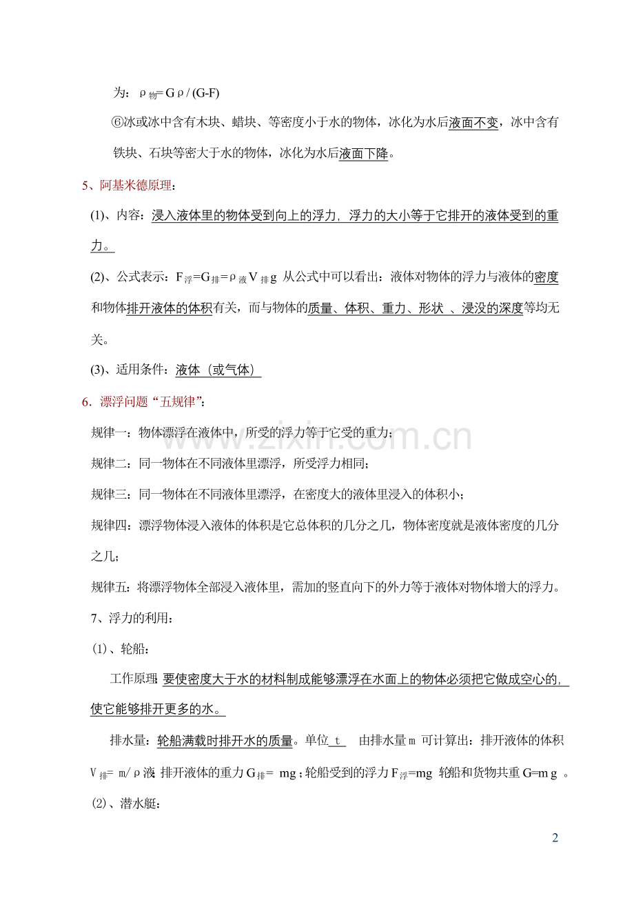 初中物理-浮力-知识点总结及练习题.doc_第2页