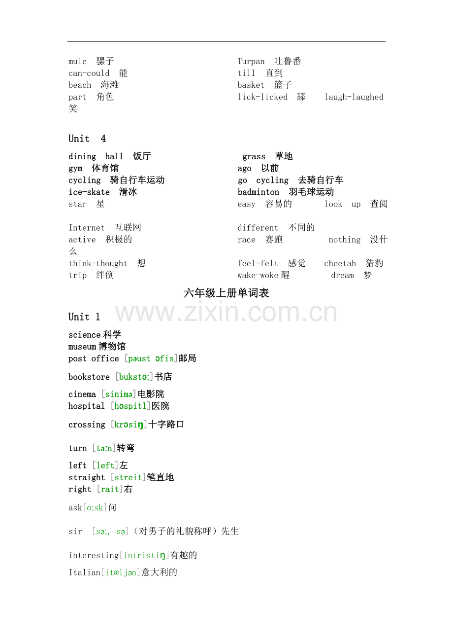 新版PEP人教版小学英语六年级上、下册单词表.doc_第2页