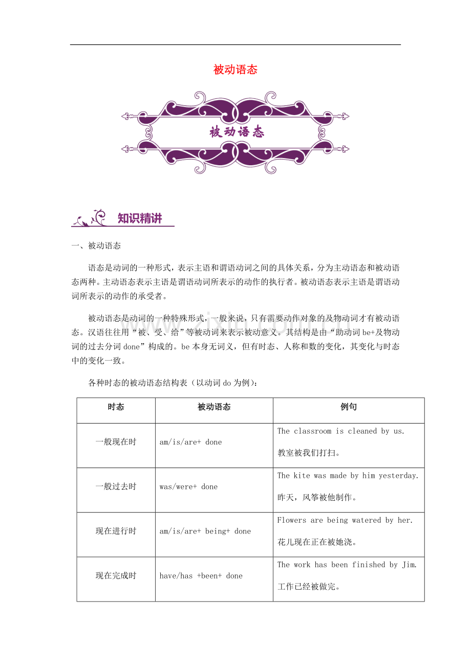 中考英语专题讲练：被动语态(含解析).doc_第1页