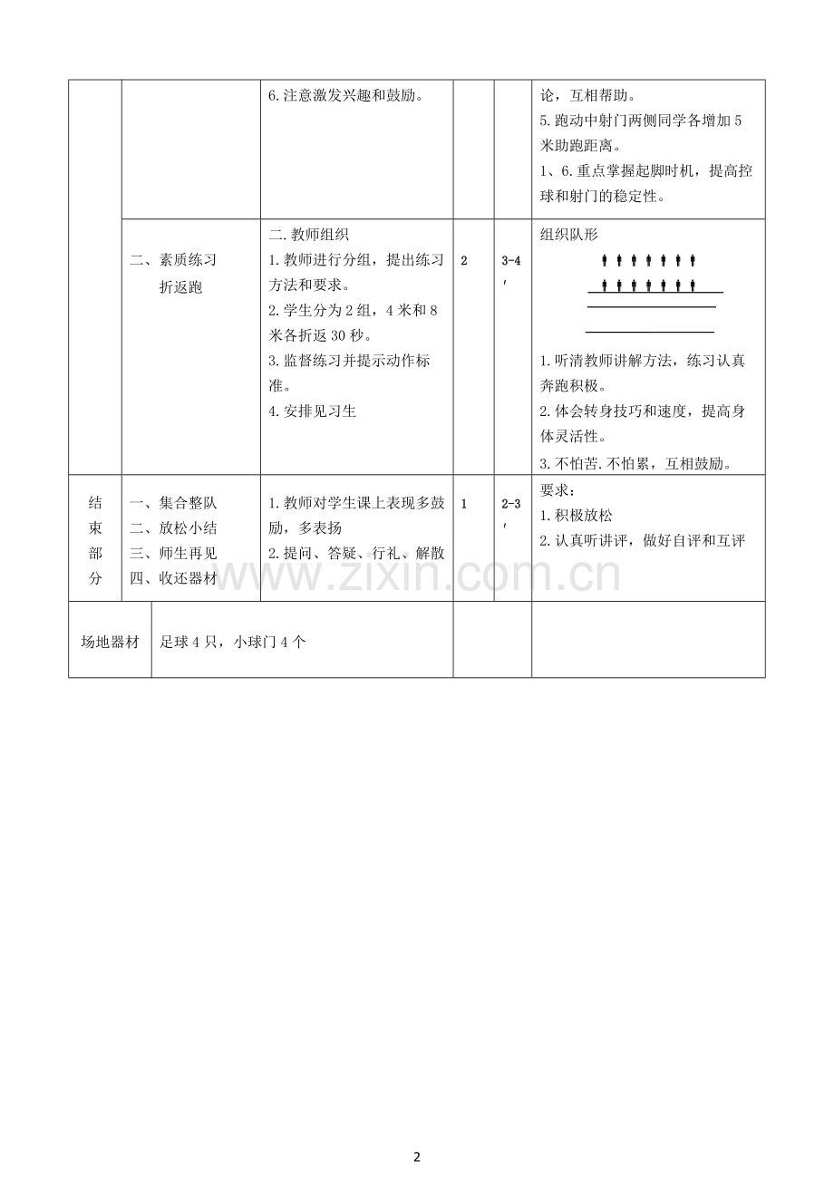 小学五六年级小足球(射门)教案.doc_第2页