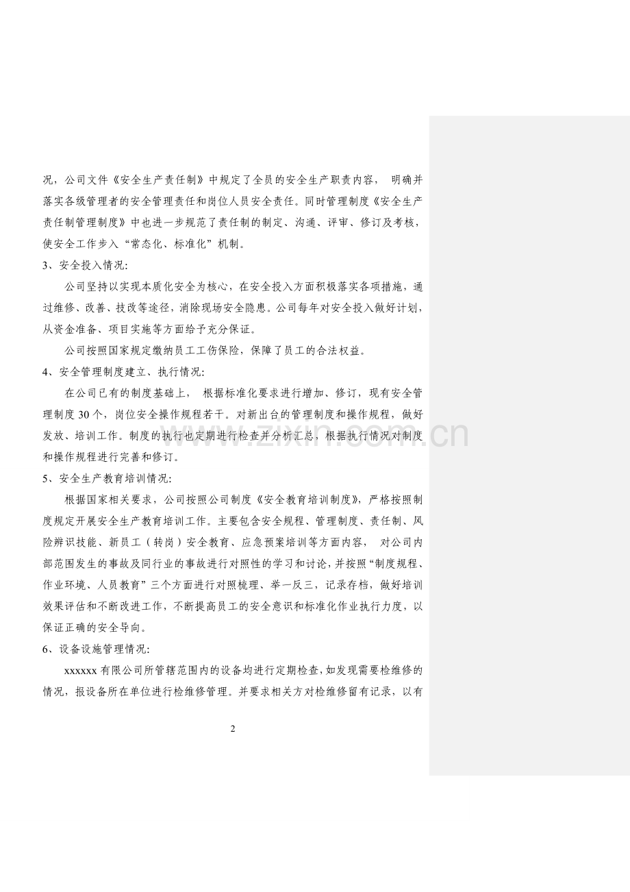 XX公司安全生产标准化自评总结报告.doc_第2页