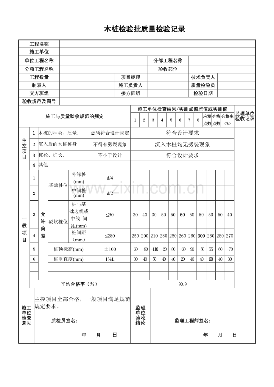 松木桩检验批验收记录表.doc_第2页