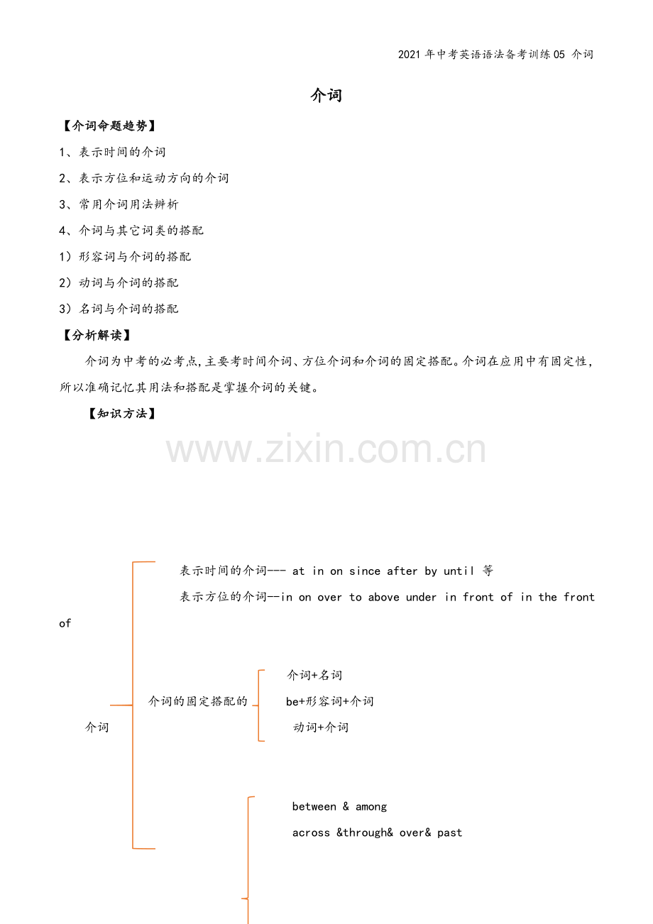 2021年中考英语语法备考训练05-介词.doc_第2页