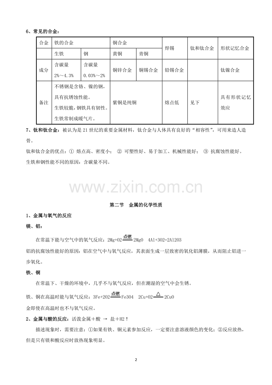 人教版九年级化学第八章金属及其利用讲义(2).doc_第2页