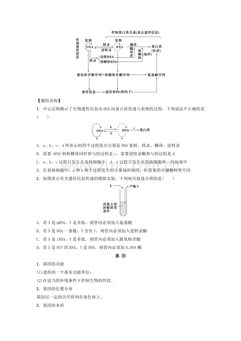 高中生物第三章遗传的分子基础3.4遗传信息的表达--RNA和蛋白质的合成导学案浙科版必修2.doc_第2页