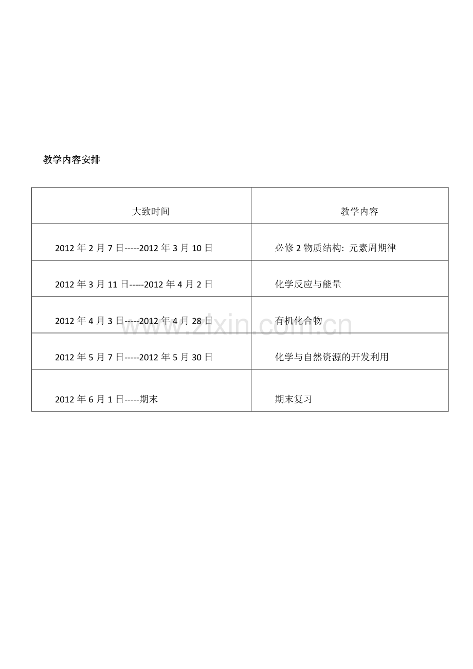 高一化学下学期教学计划.doc_第2页