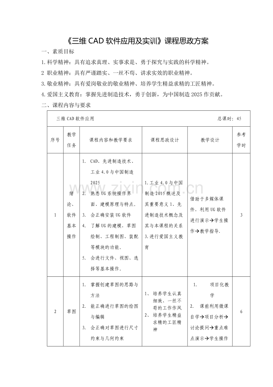 机械本《三维CAD软件应用及实训》课程思政方案与实施案例.doc_第2页