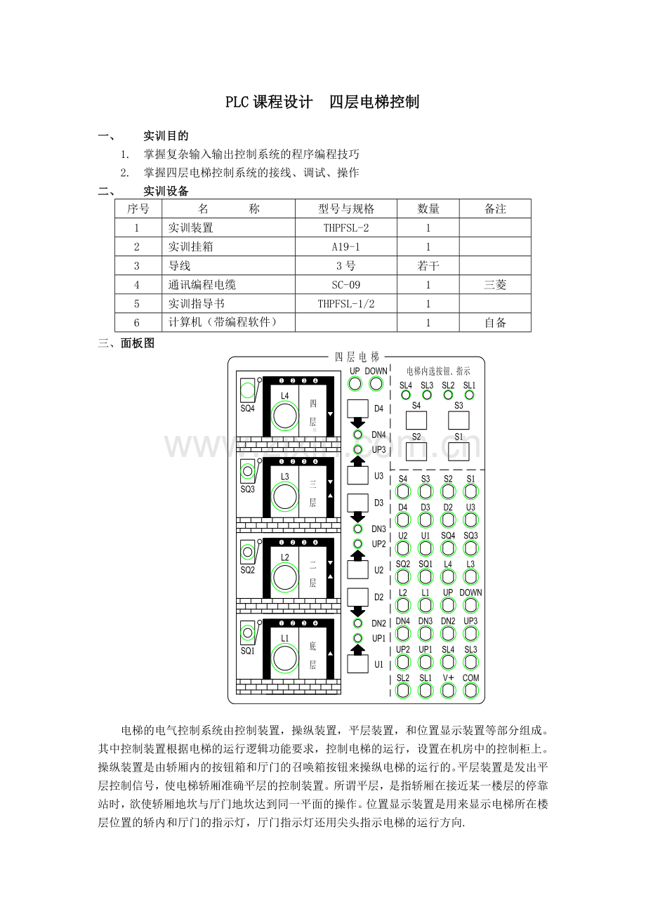 PLC课程设计四层电梯控制(1).doc_第1页