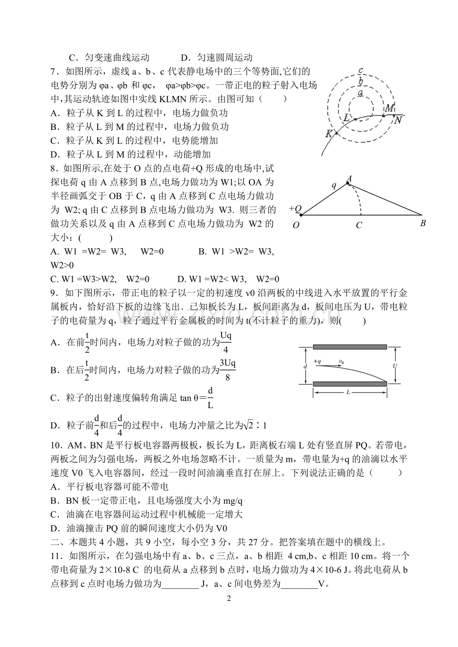 高二物理选修3-1各章测试题附答案(2).doc_第2页