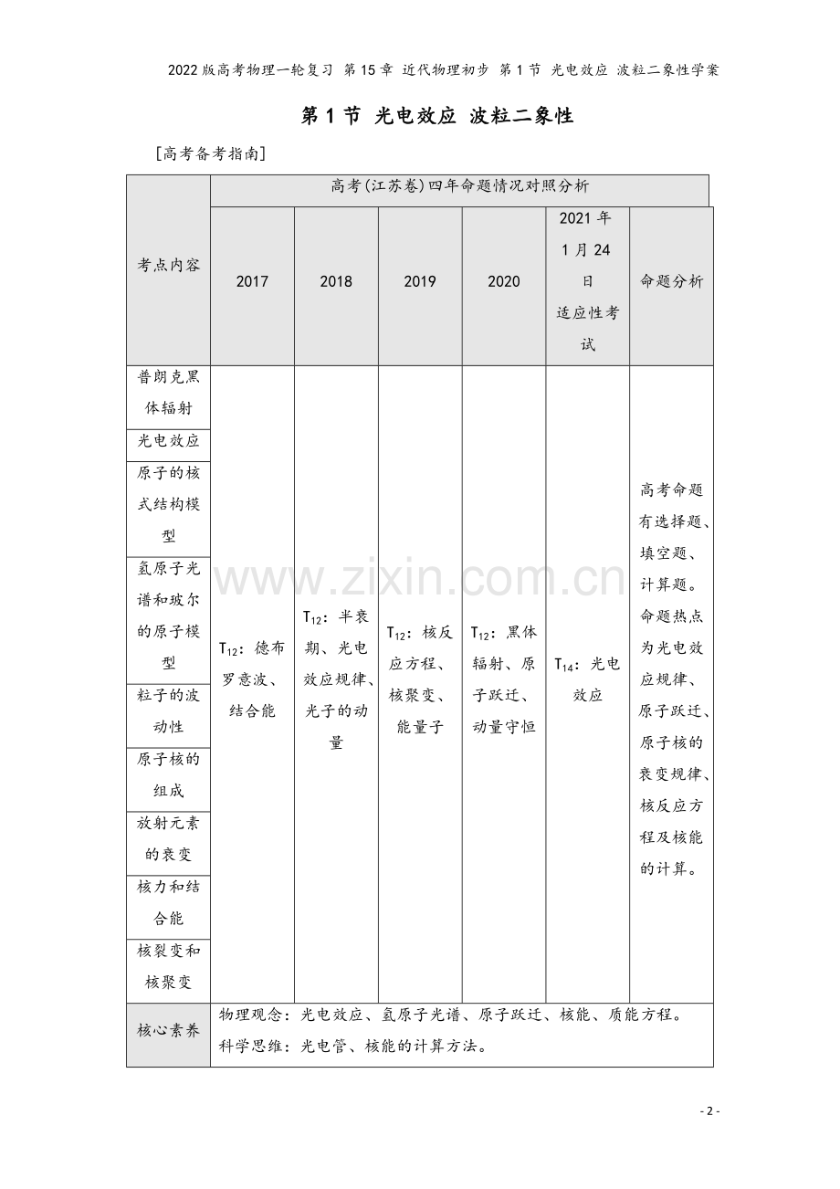 2022版高考物理一轮复习-第15章-近代物理初步-第1节-光电效应-波粒二象性学案.doc_第2页